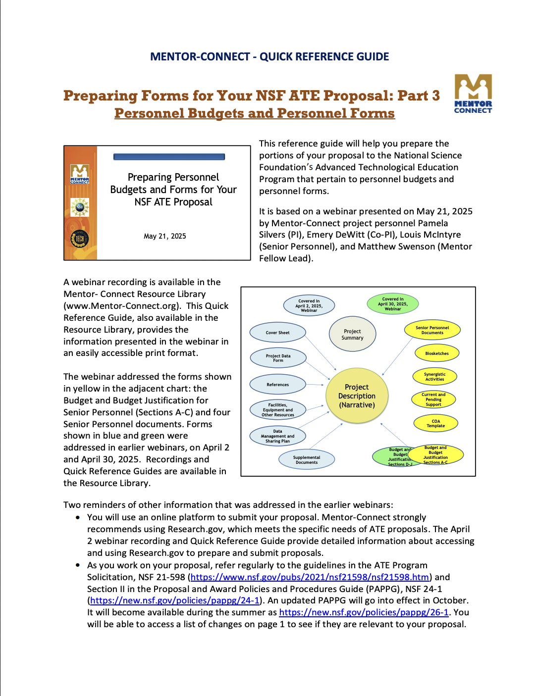 Quick Reference Guide: NSF ATE Proposal Budget and Budget Justification